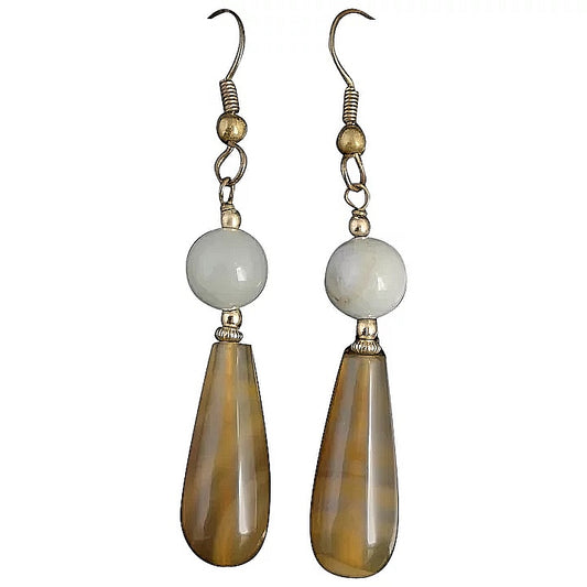 Vintage Art Deco agate drop earrings