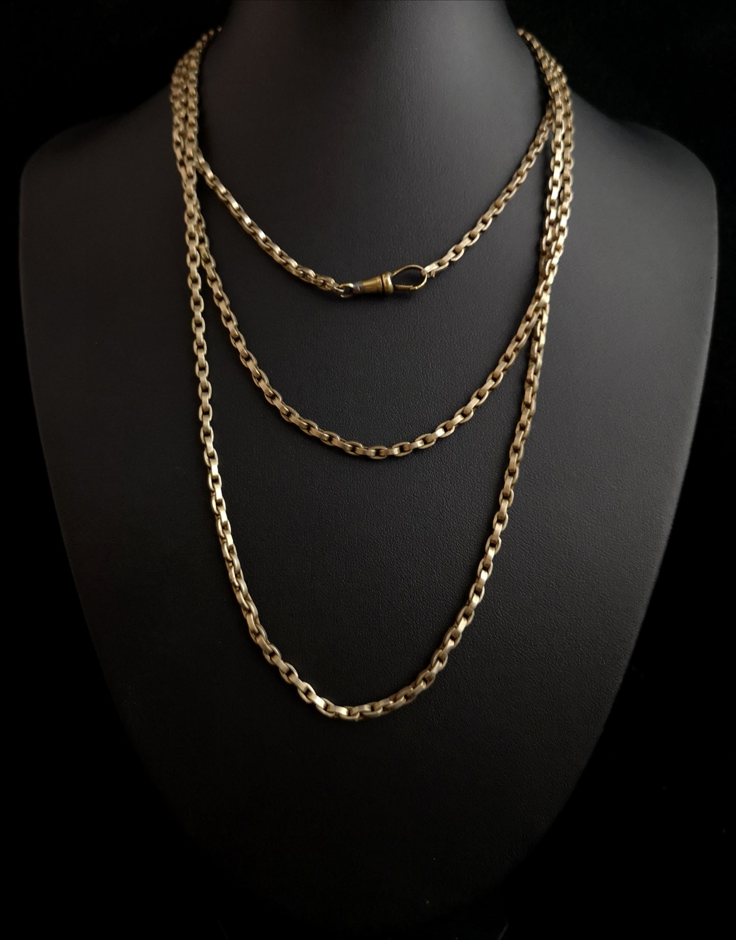 Antique longuard chain, Victorian muff chain necklace