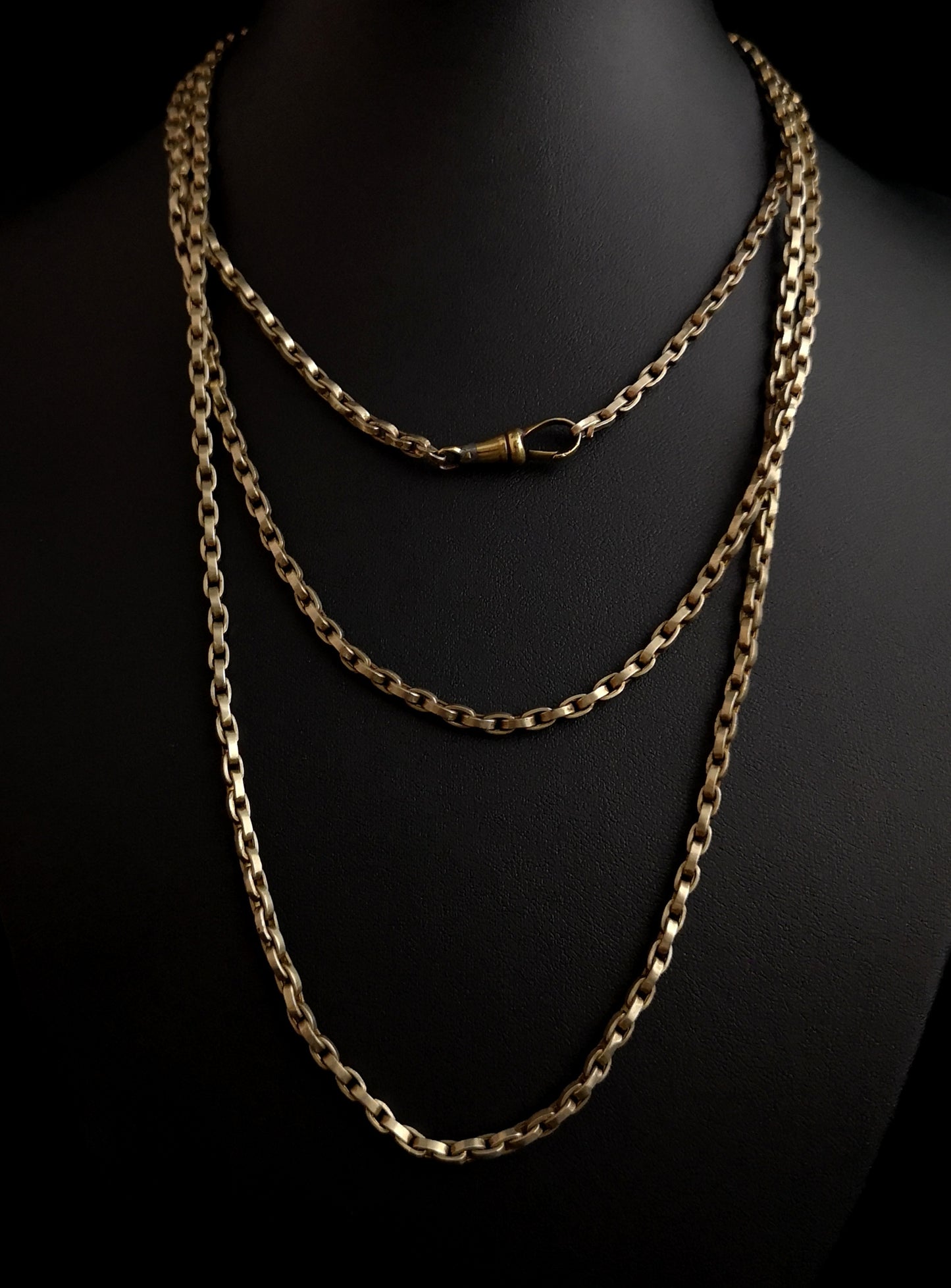Antique longuard chain, Victorian muff chain necklace