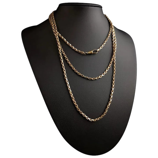 Antique longuard chain, Victorian muff chain necklace