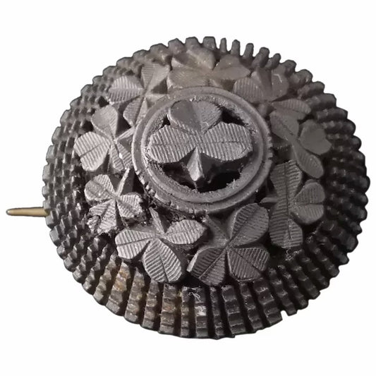 Antique Victorian Whitby Jet Shamrock brooch