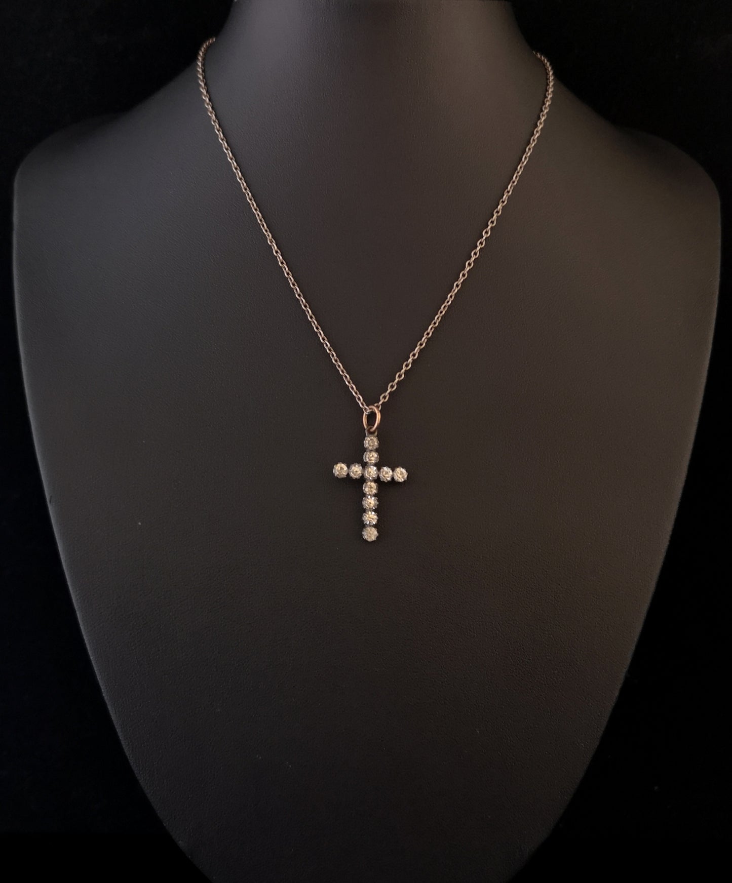 Antique Victorian silver paste cross pendant