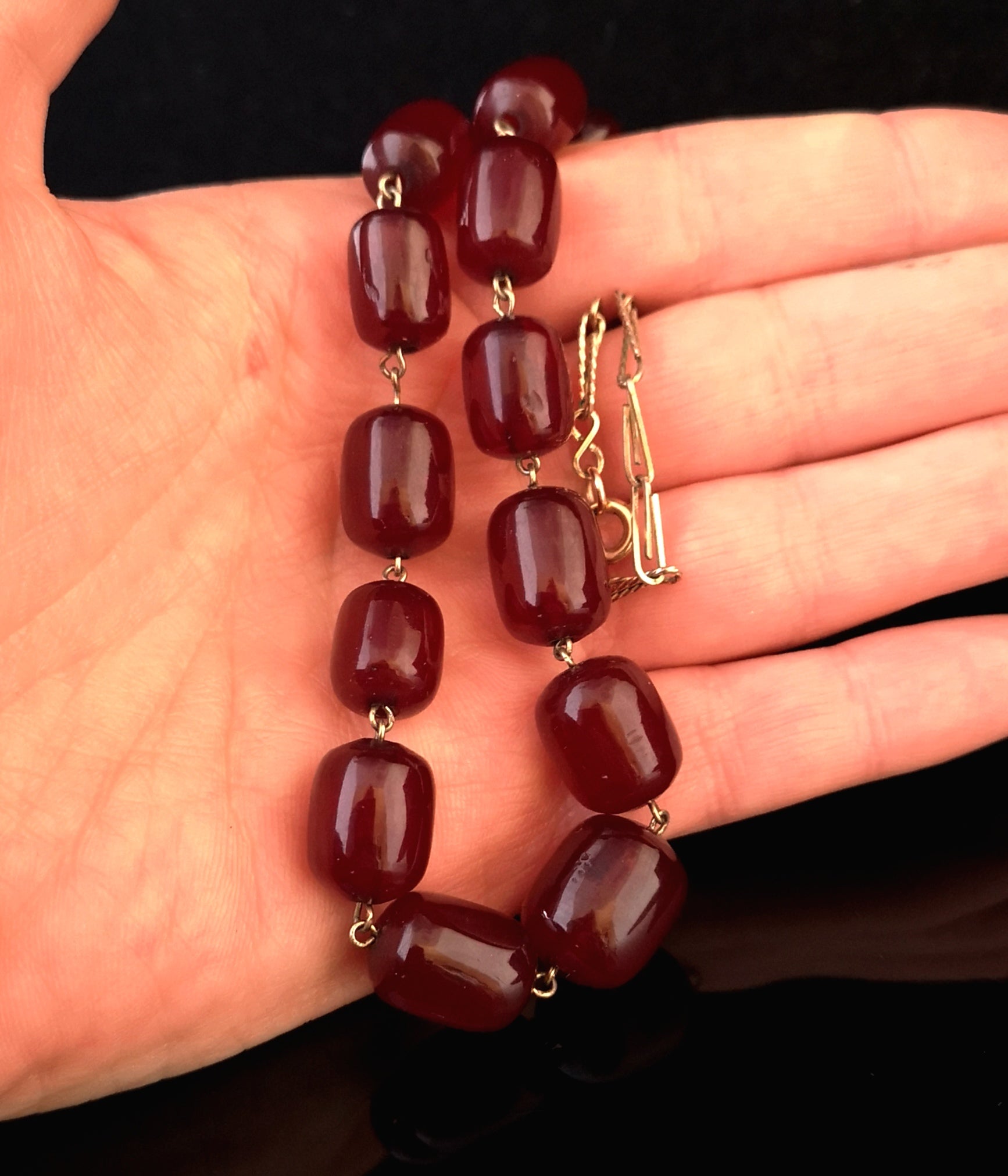 Polished cherry amber necklace for children - Genuine Amber