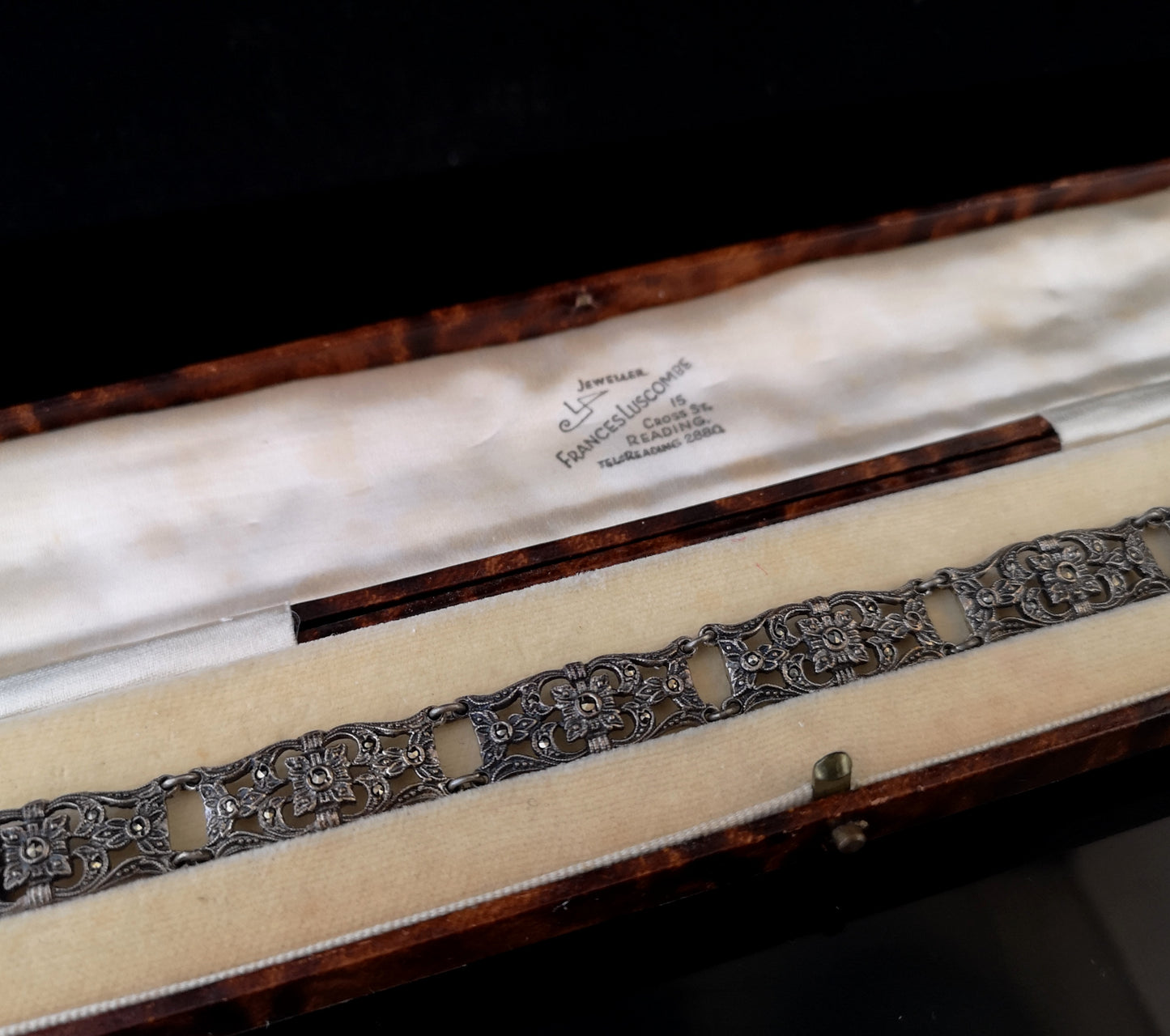 Vintage Art Deco Silver and Marcasite bracelet, boxed