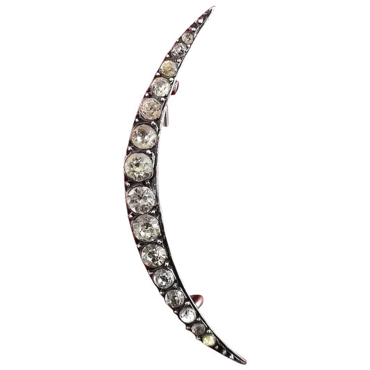Victorian paste crescent brooch, silver, pendant