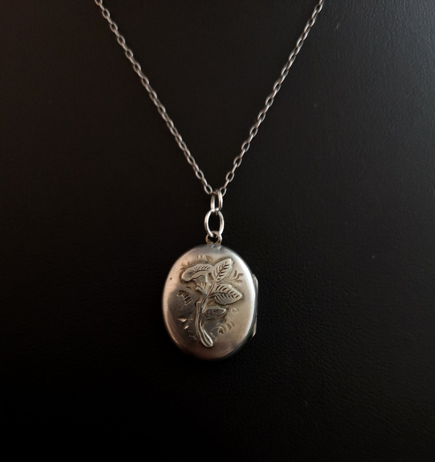 Antique Victorian silver locket, necklace