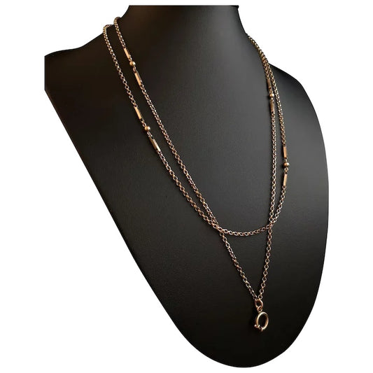 Antique Victorian 15ct gold longuard chain, muff chain necklace