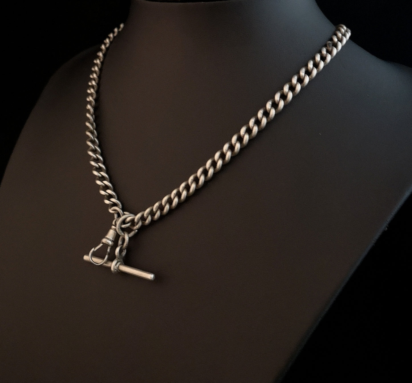 Antique silver albert chain necklace