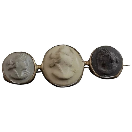 Antique lava cameo brooch, 19th century