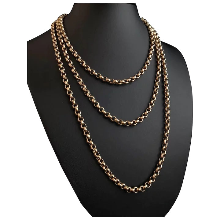 Antique 9ct gold longuard chain, Victorian necklace
