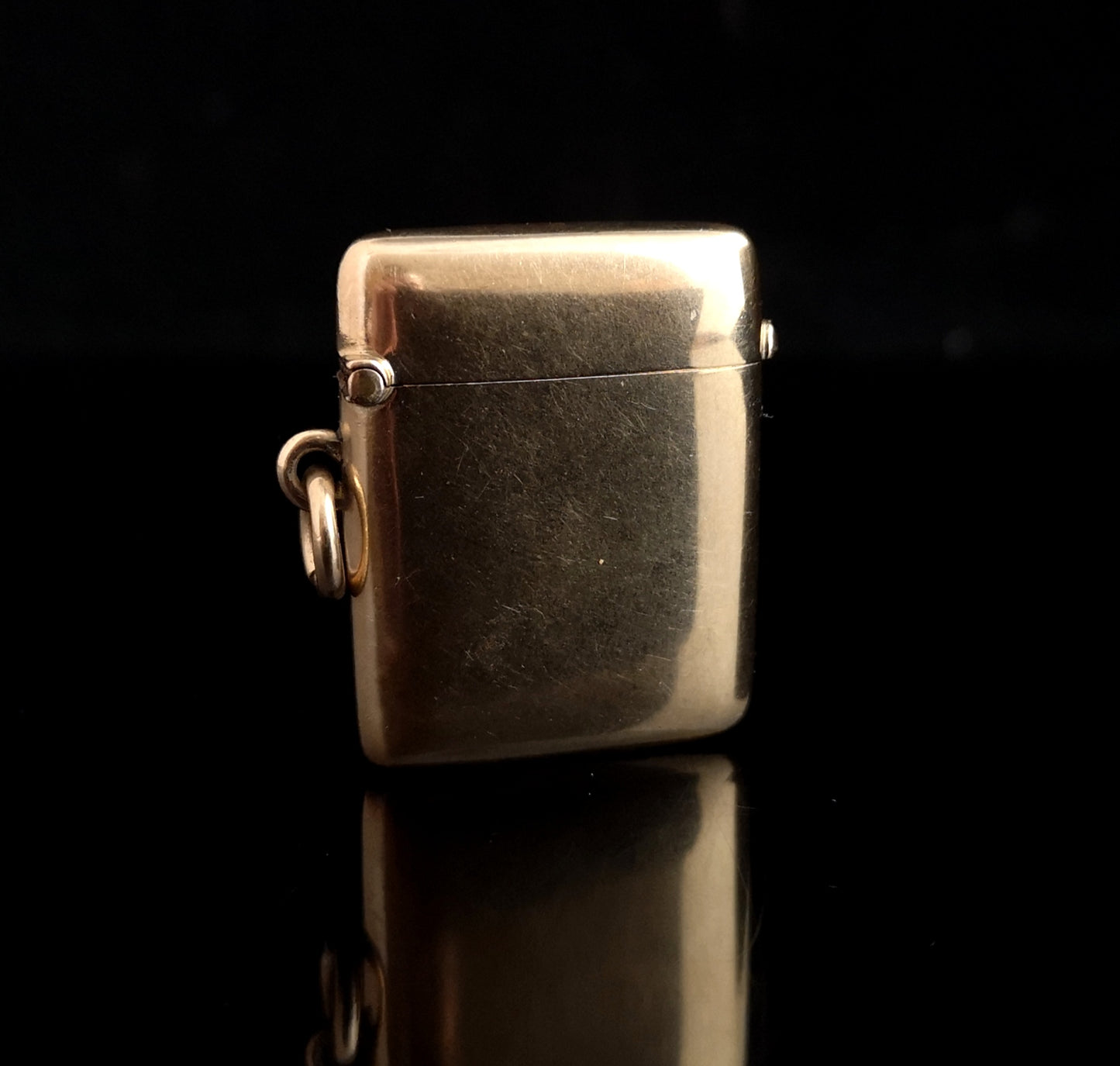 Antique 9ct gold vesta case, match safe