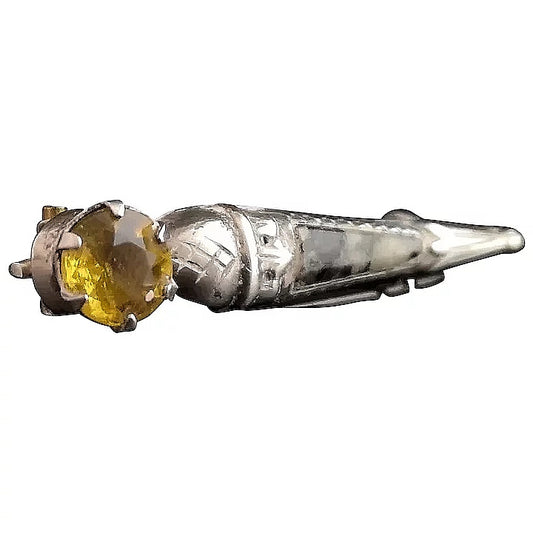 Antique Scottish silver dirk brooch, agate pin