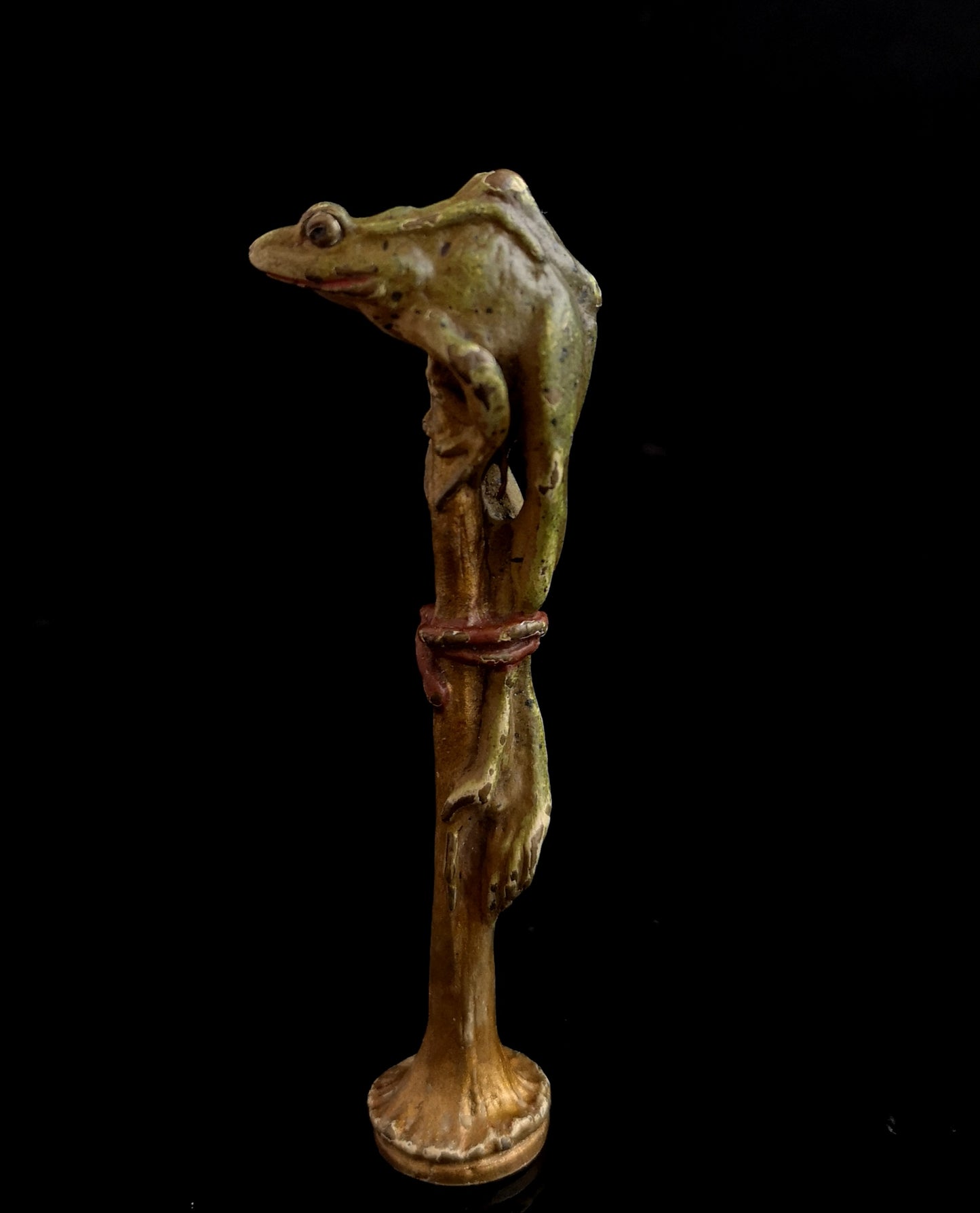 Antique Bronze frog pipe tamper, Franz Bergman