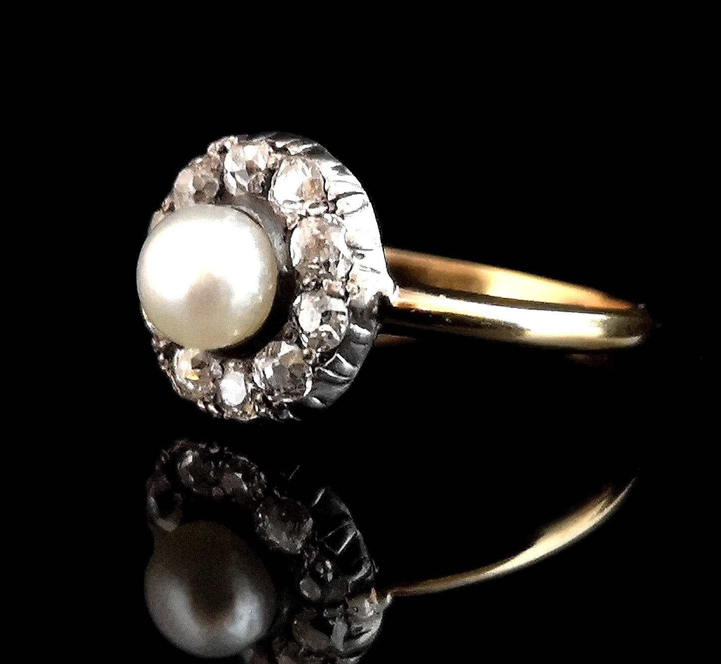 Antique Diamond and pearl cluster ring, 18ct gold
