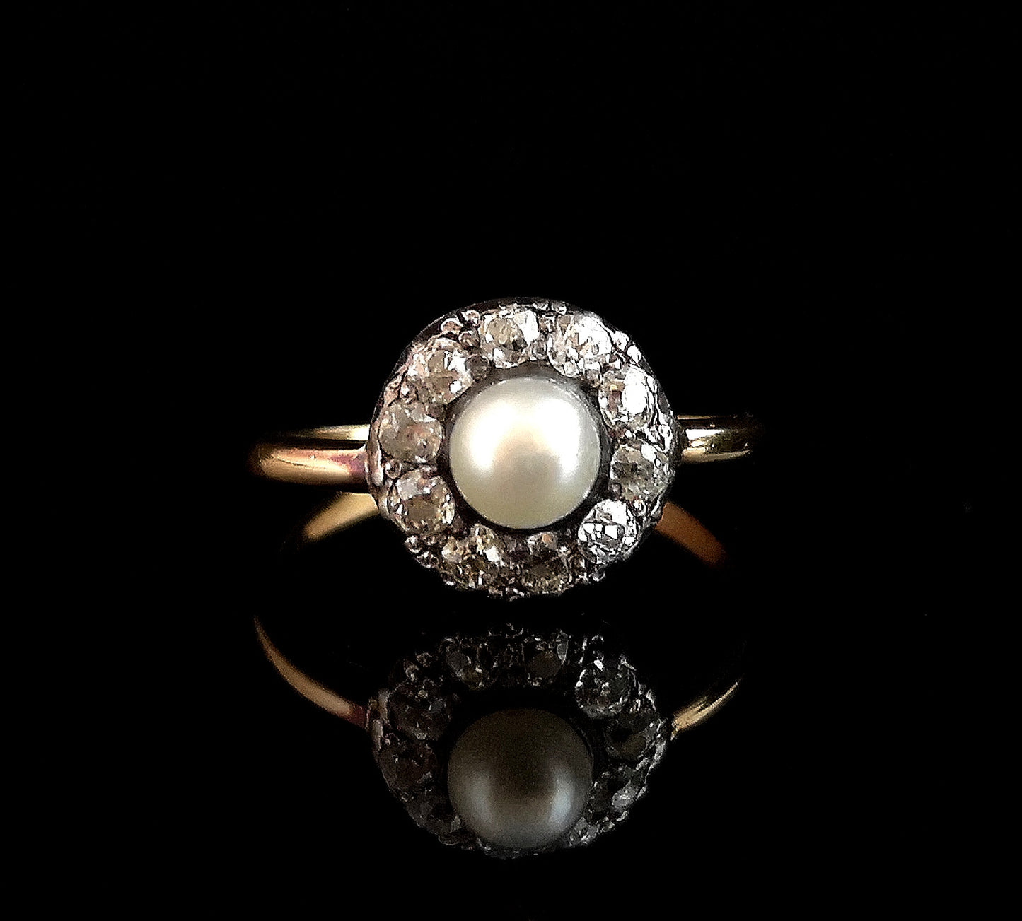 Antique Diamond and pearl cluster ring, 18ct gold