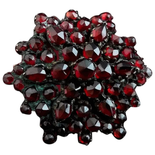 Antique bohemian garnet brooch, Victorian