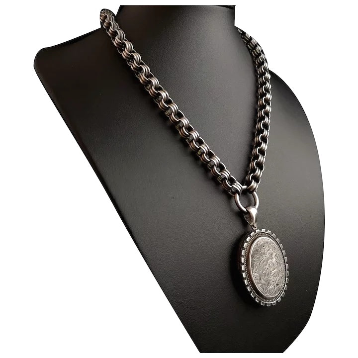 Victorian silver locket, collar necklace – StolenAttic