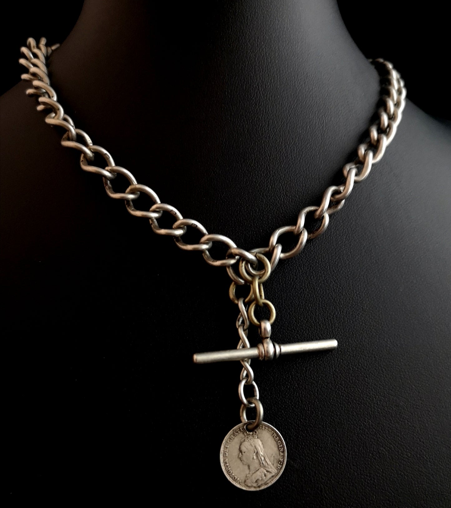 Antique silver Double Albert chain, Victorian