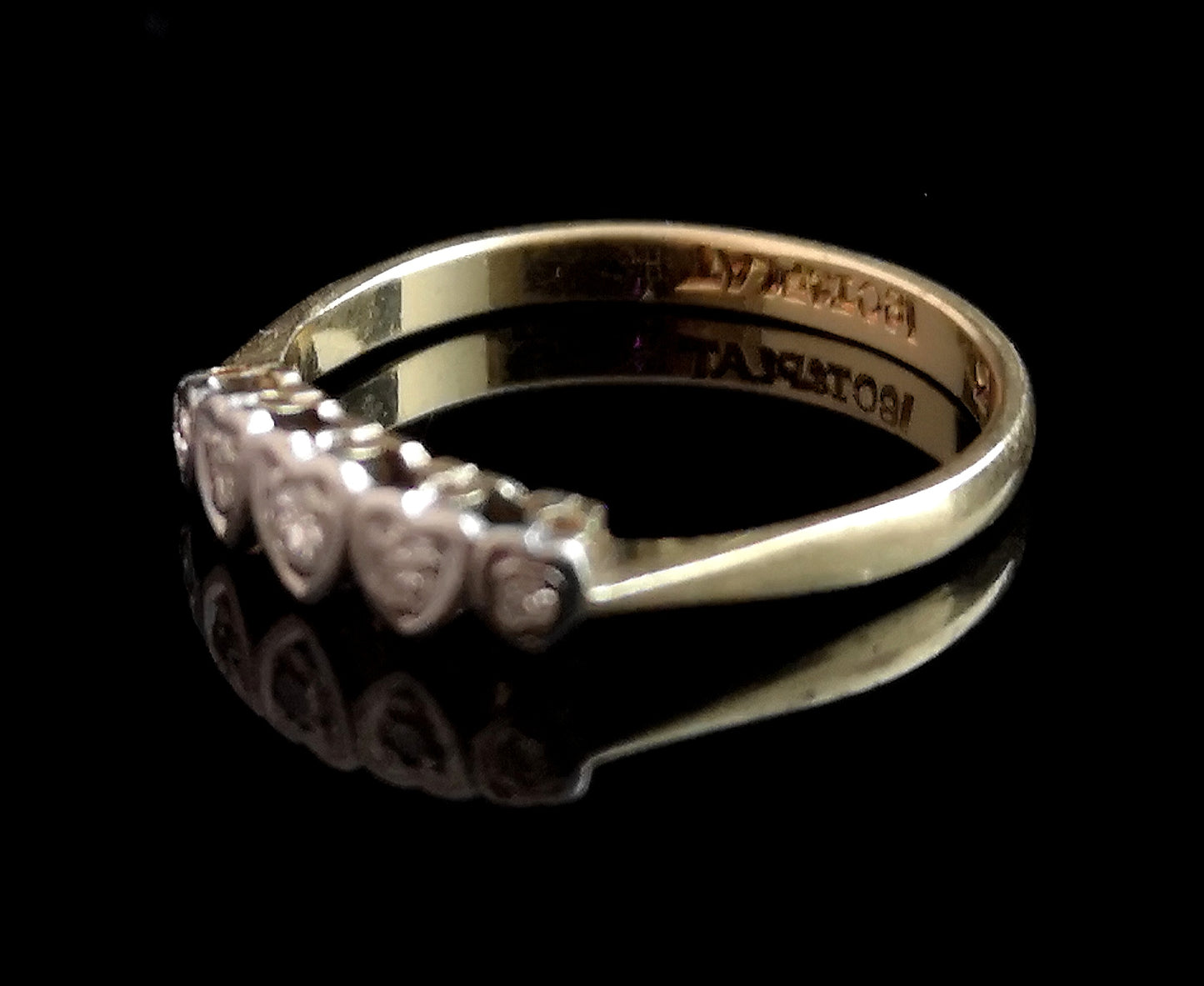 Vintage Art Deco diamond heart ring, 18ct gold and platinum