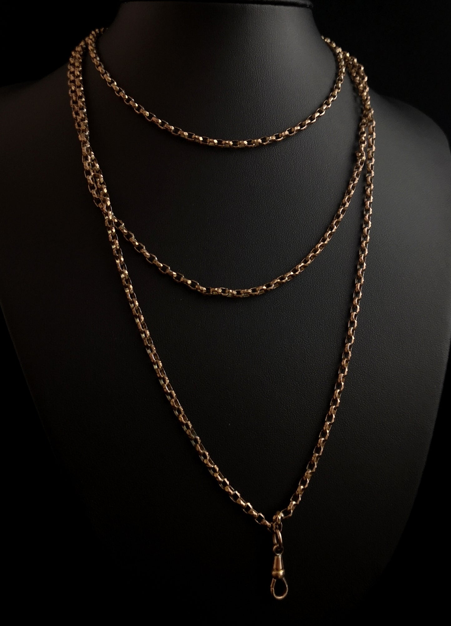 Antique Victorian longuard chain, muff chain necklace