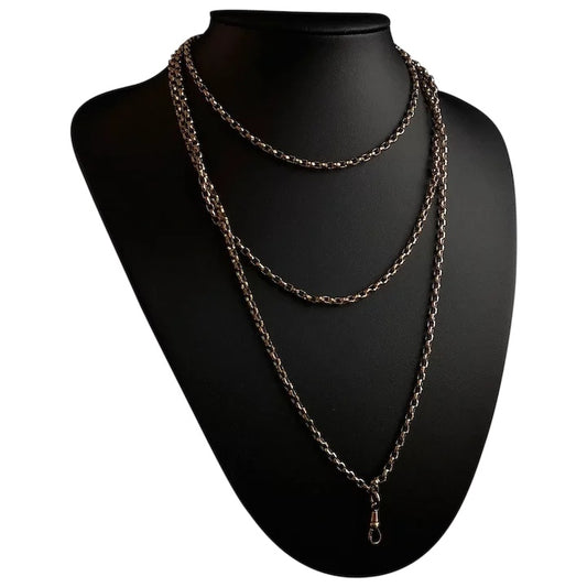 Antique Victorian longuard chain, muff chain necklace
