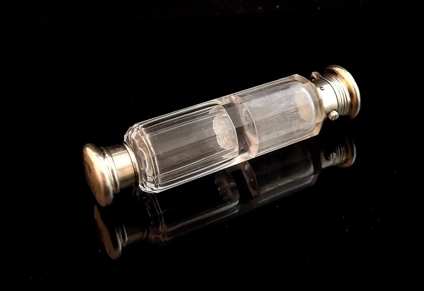 Victorian double scent bottle, silver capped