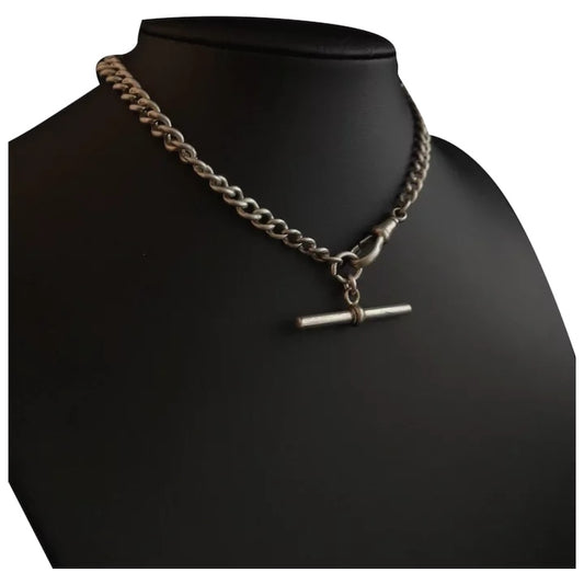 Antique silver albert chain, watch chain, Victorian