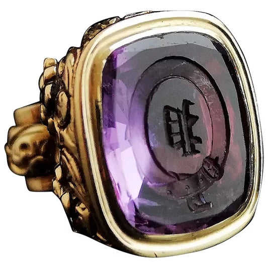 Antique Georgian gold seal fob, Amethyst