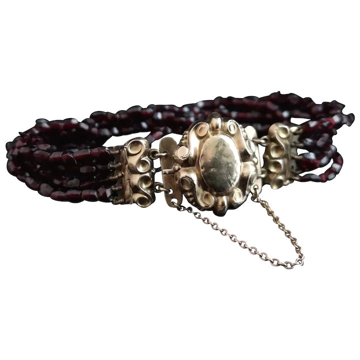 Victorian bohemian garnet bracelet, torsade