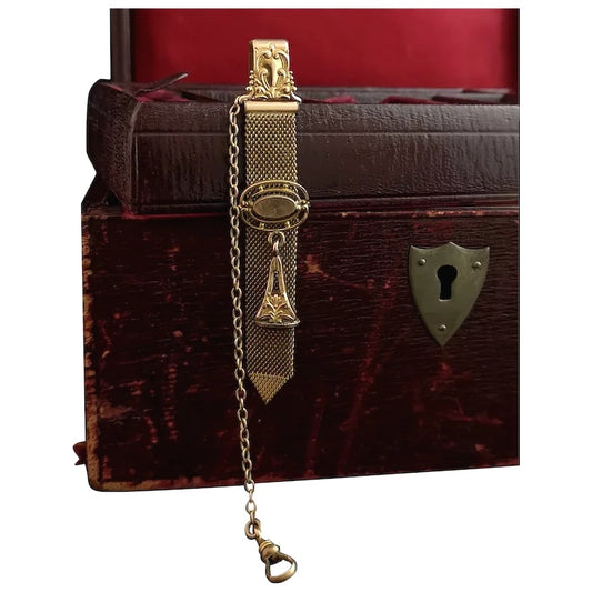 Antique Victorian Pinchbeck albertina, Amethyst seal fob