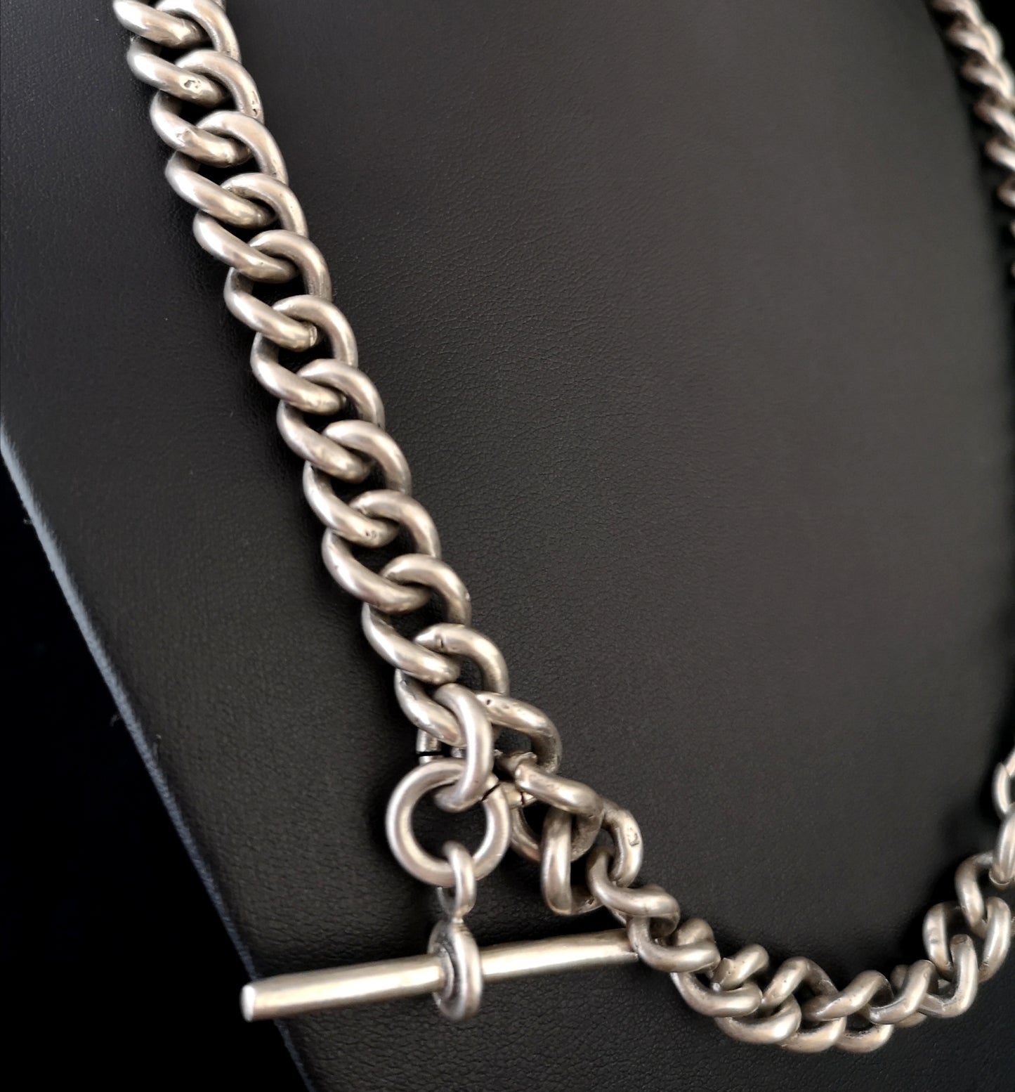 Antique silver albert chain, watch chain, heavy