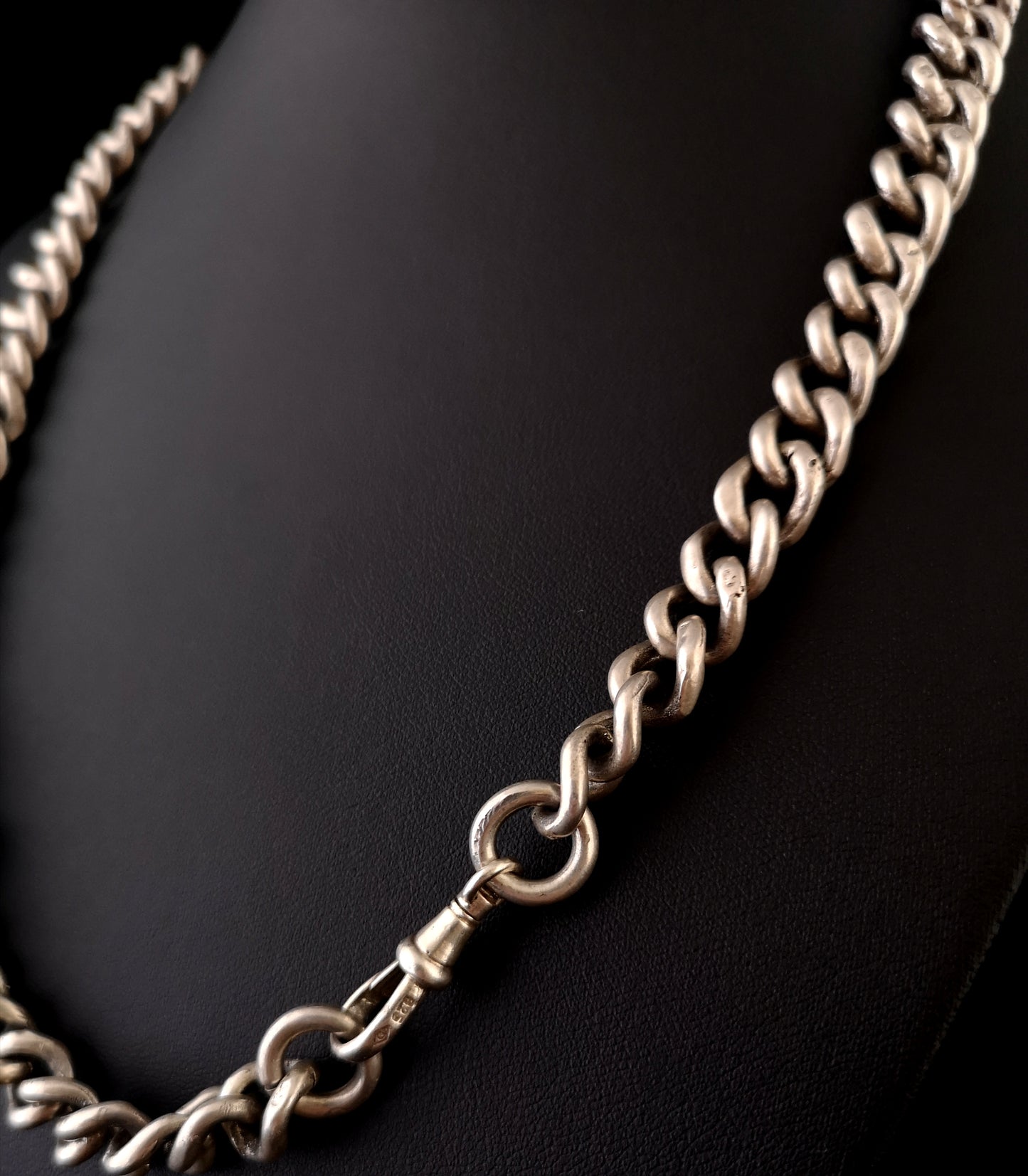Antique silver albert chain, watch chain, heavy