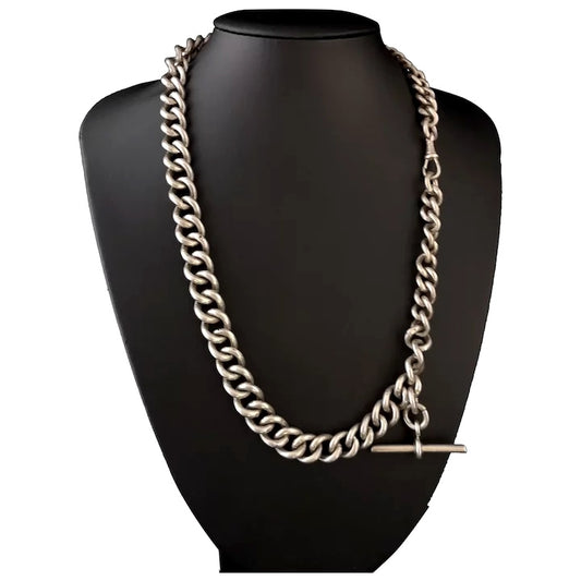 Antique silver albert chain, watch chain, heavy