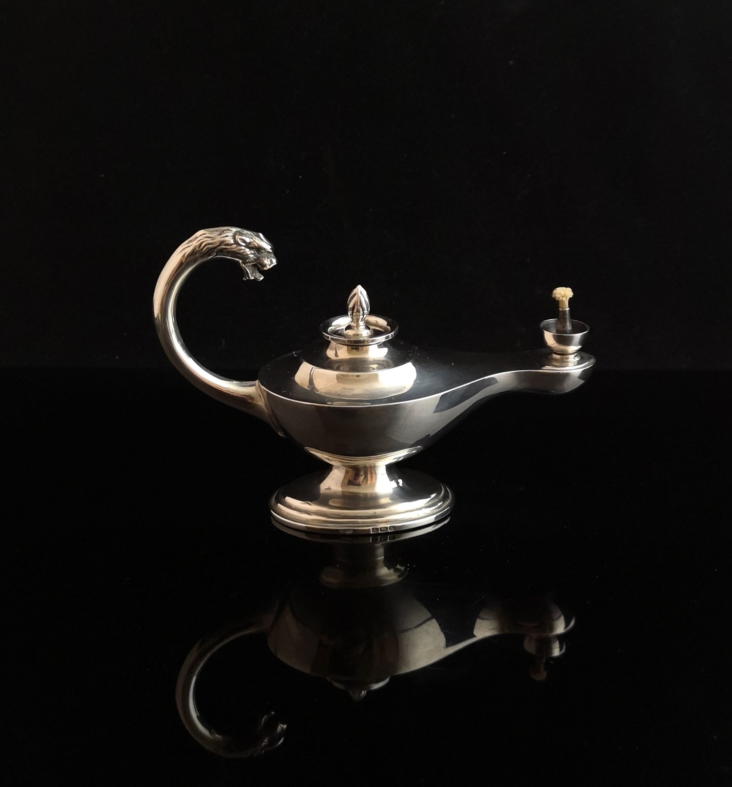 Vintage silver cigar lamp, Lion handle, cigar Lighter