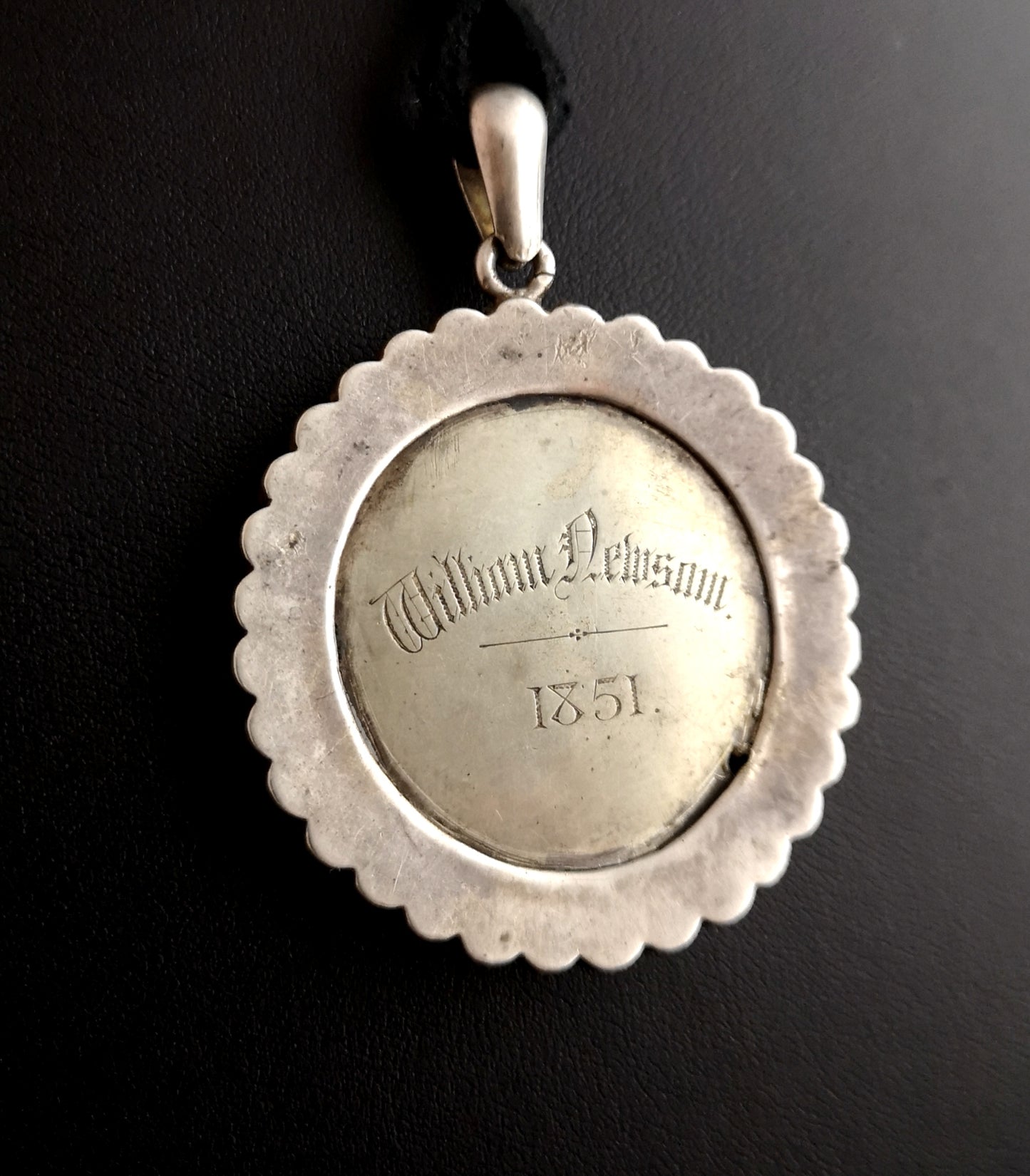 Antique Victorian mourning pendant, silver and paste