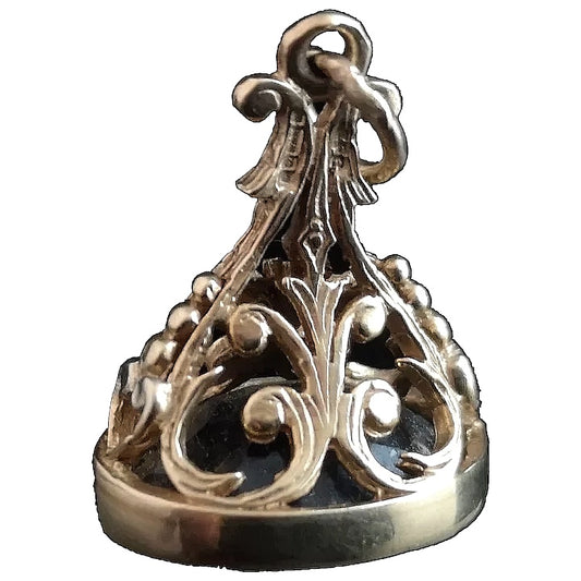 Vintage 9ct gold seal fob, pendant, smokey quartz