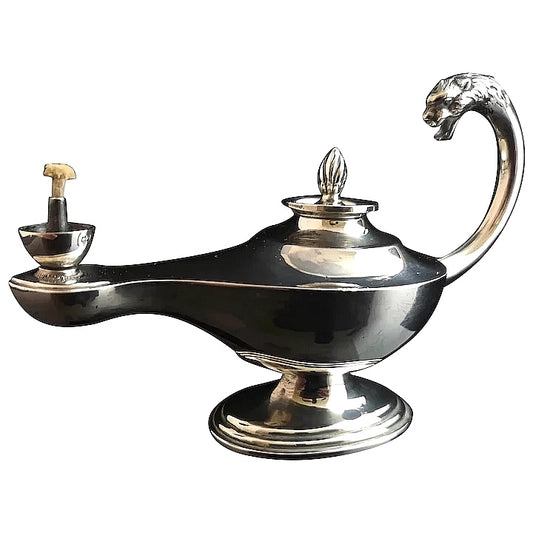 Vintage silver cigar lamp, Lion handle, cigar Lighter