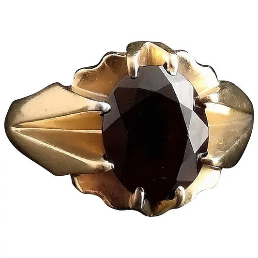 Vintage Garnet dress ring, 9ct gold, heavy