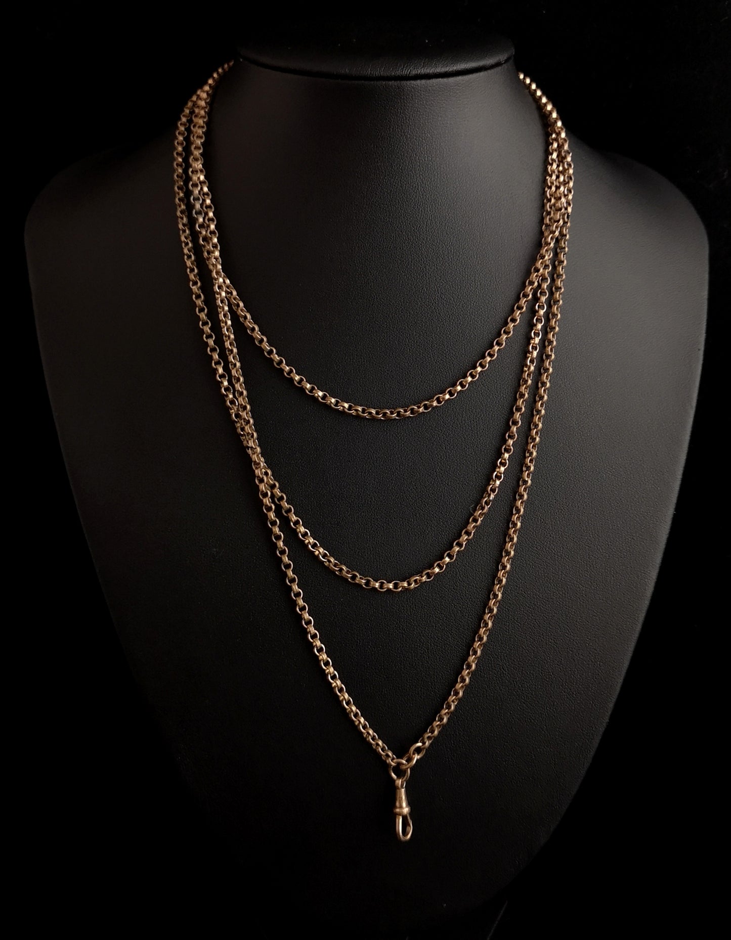 Antique Victorian longuard chain, muff chain necklace