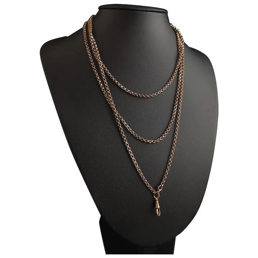 Antique Victorian longuard chain, muff chain necklace
