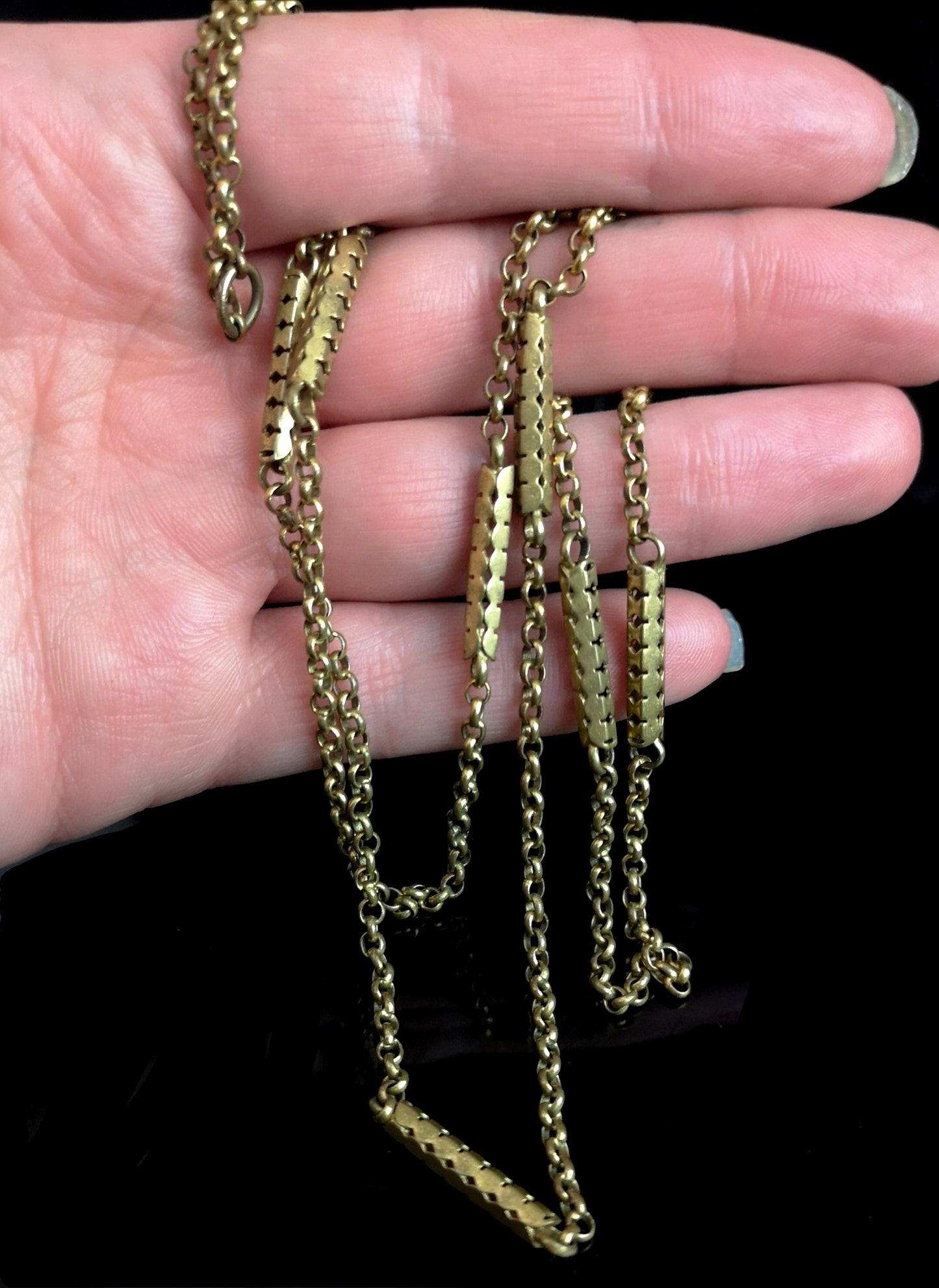Victorian fancy link chain necklace, Pinchbeck