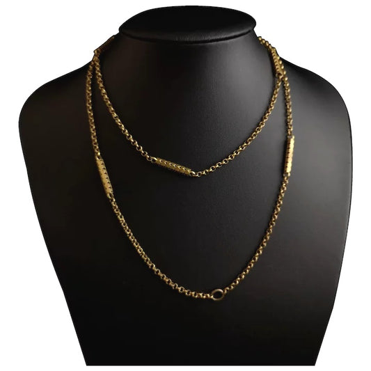 Victorian fancy link chain necklace, Pinchbeck