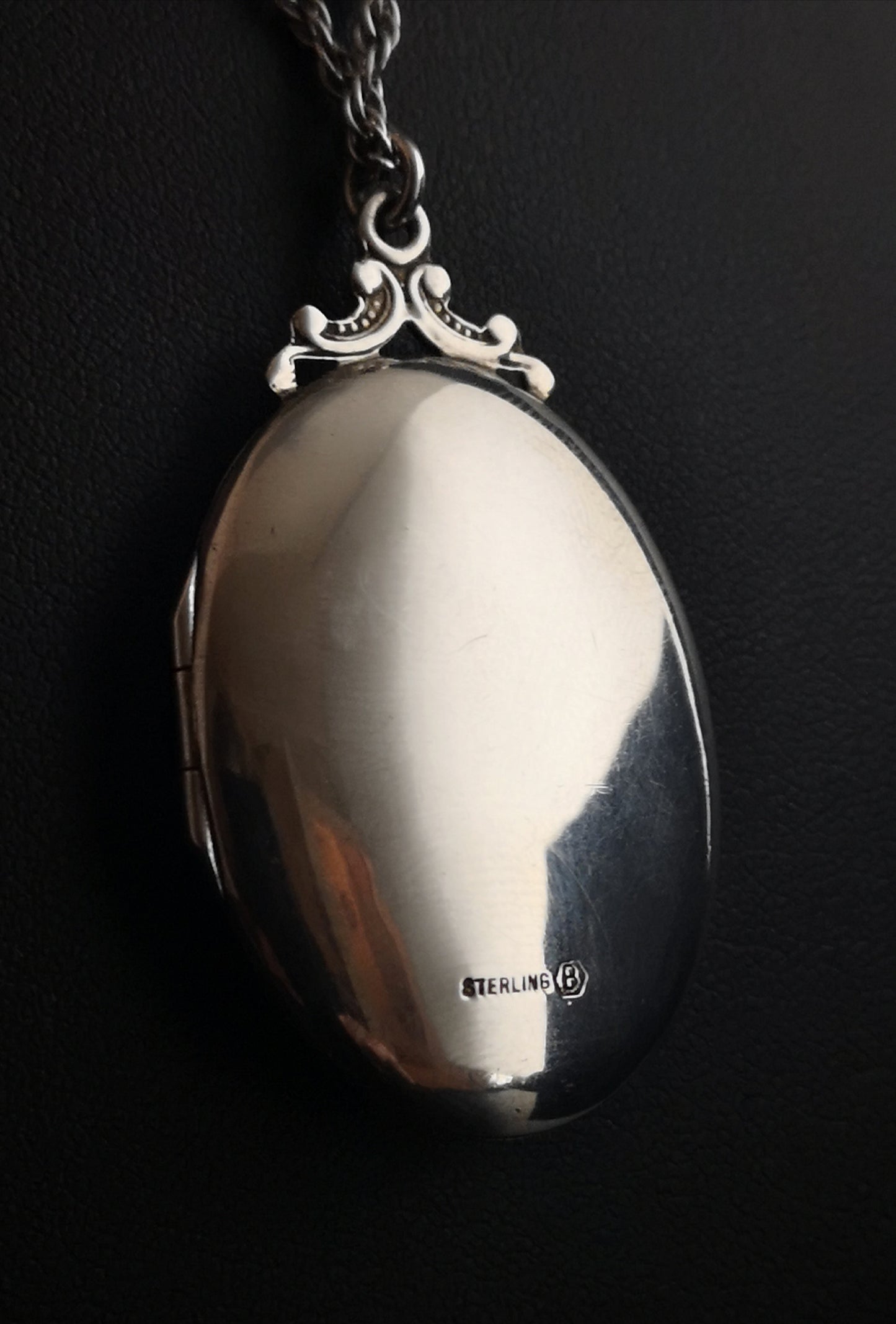 Vintage sterling silver locket necklace, c1960s
