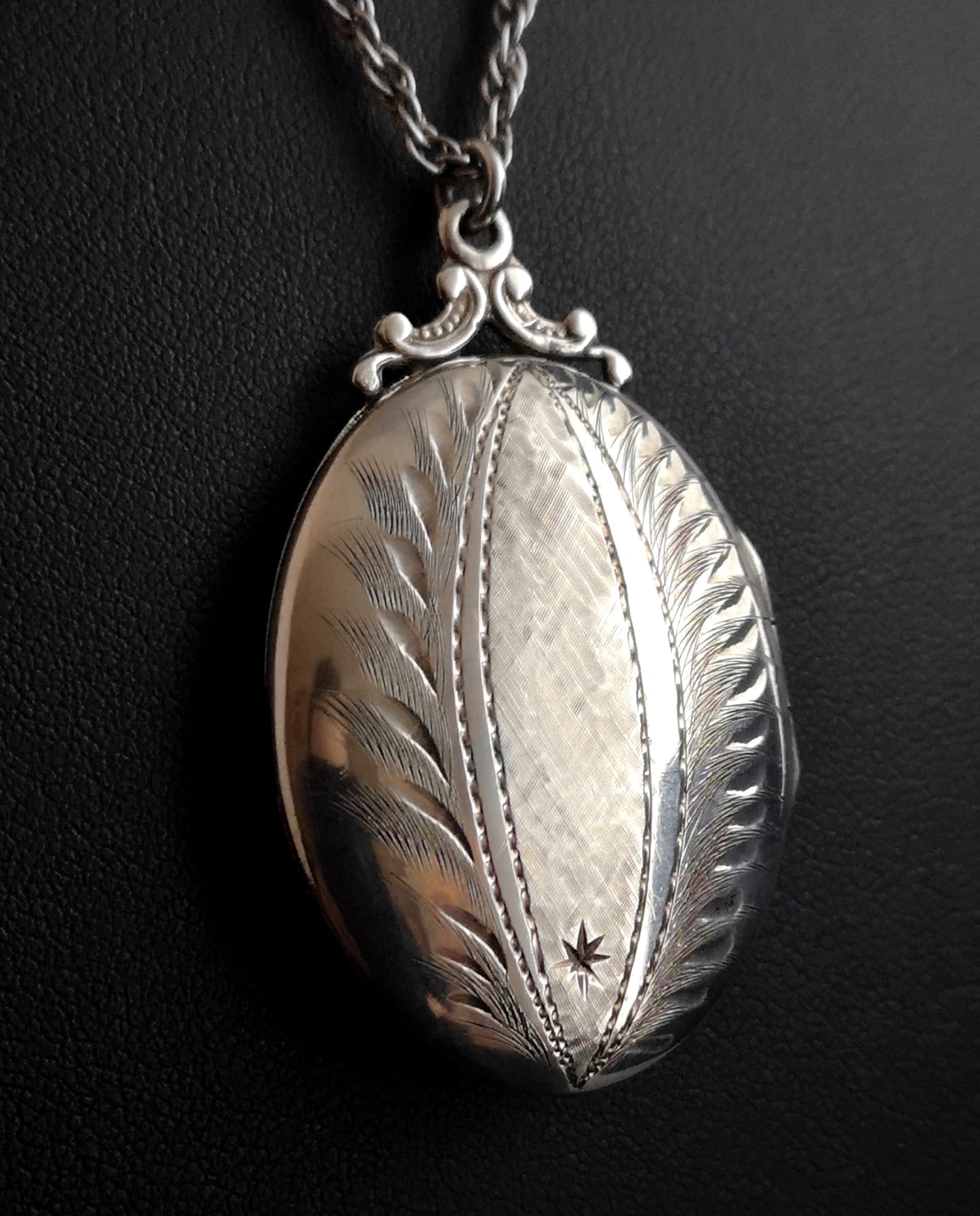 Vintage sterling silver locket necklace, c1960s