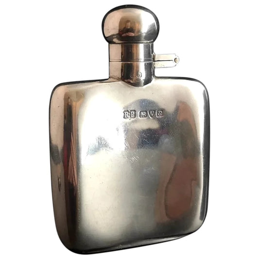 Vintage Art Deco Silver hip flask
