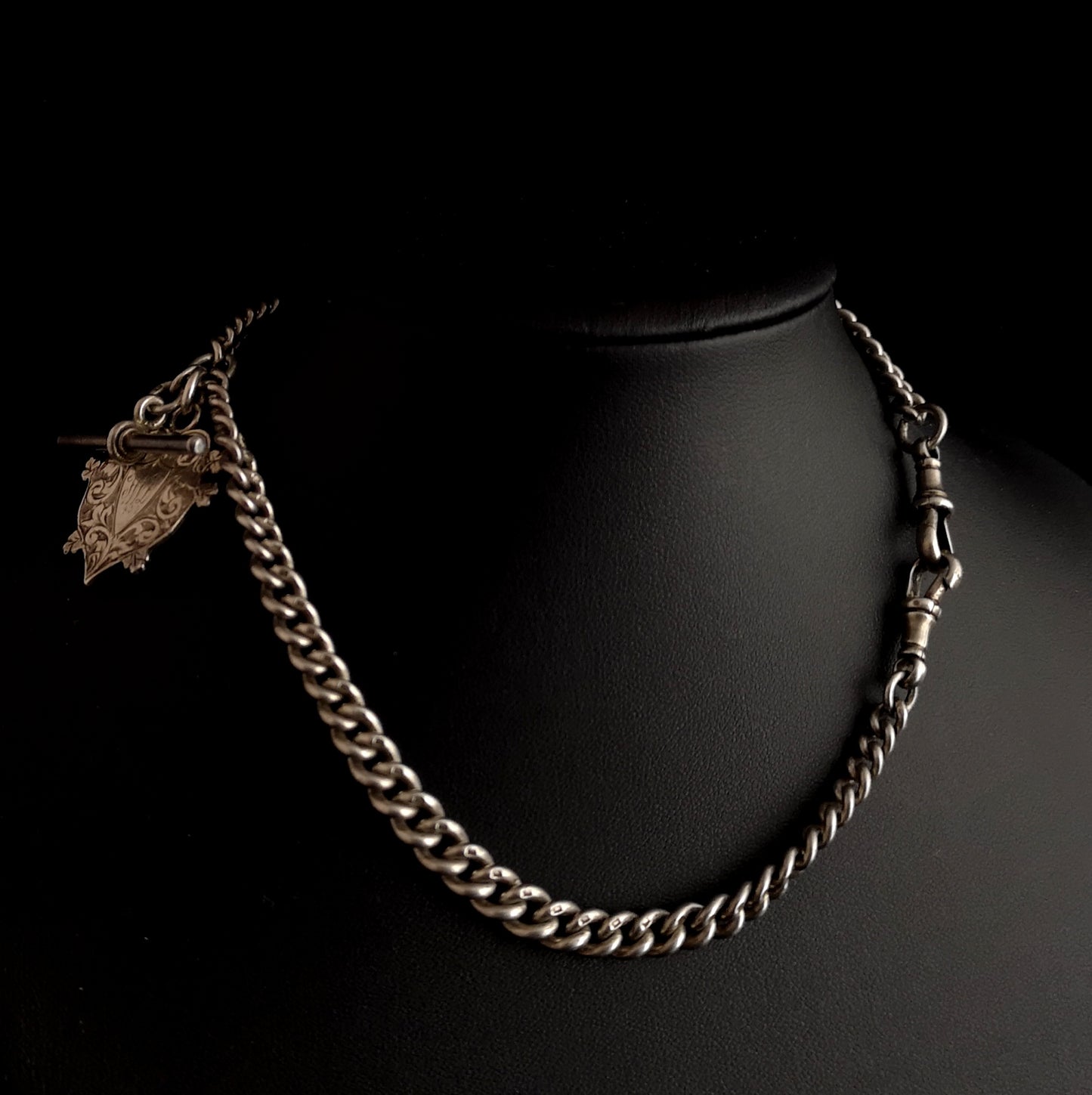 Antique Victorian double Albert chain, silver watch chain