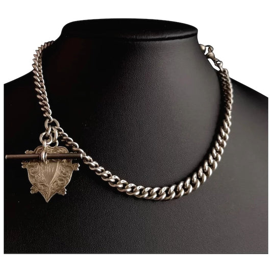 Antique Victorian double Albert chain, silver watch chain