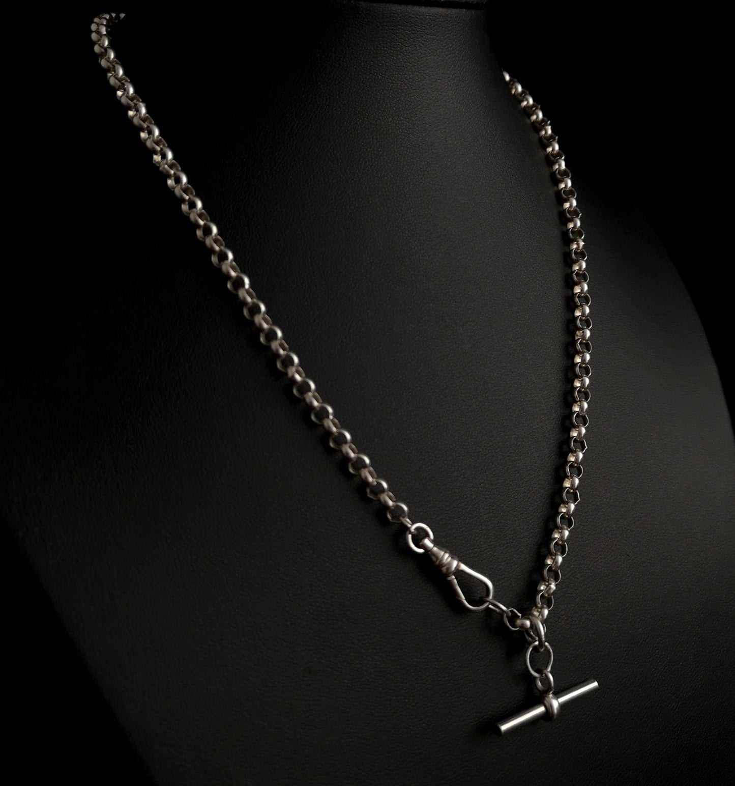 Vintage silver Albert chain style necklace, Belcher link