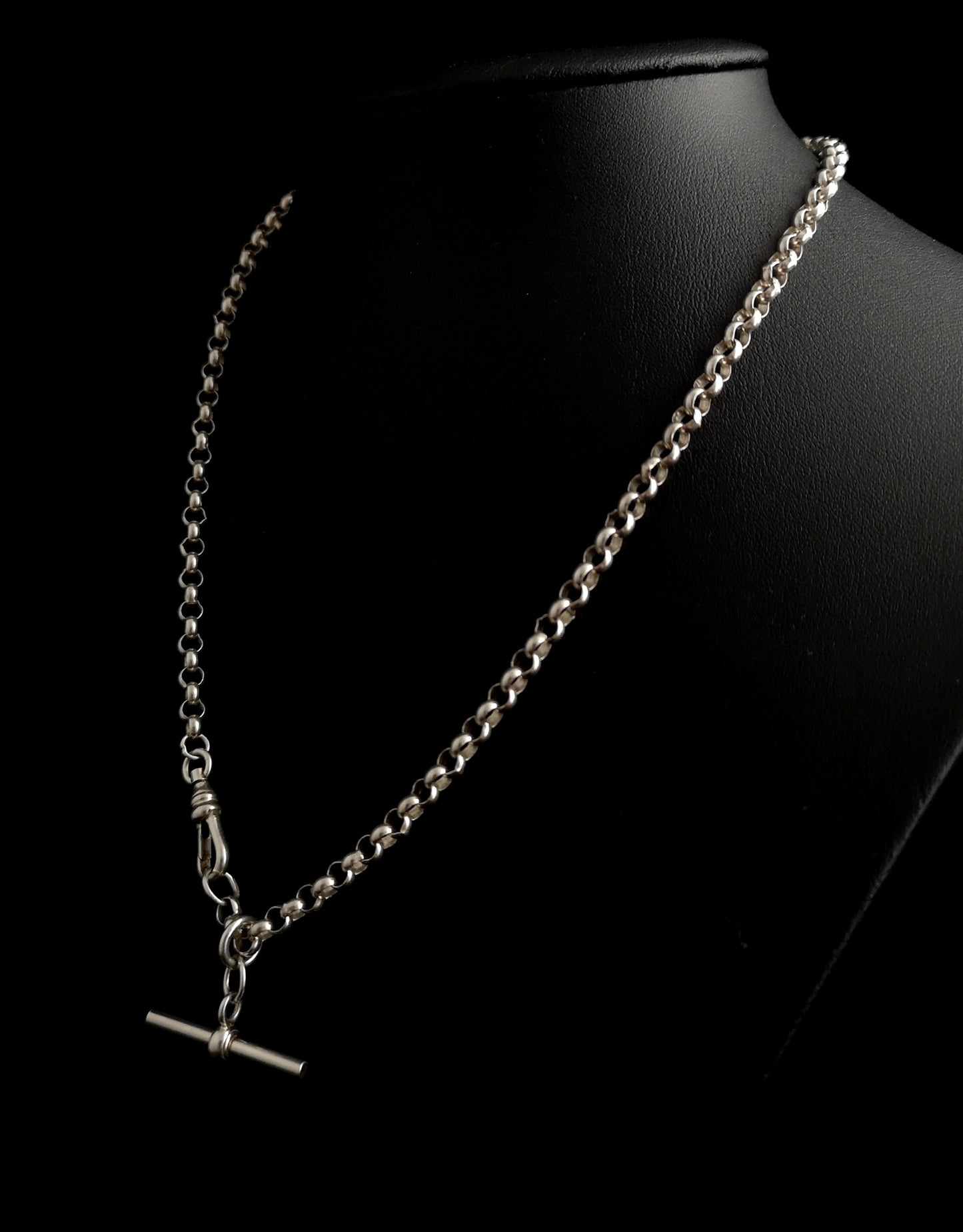 Vintage silver Albert chain style necklace, Belcher link
