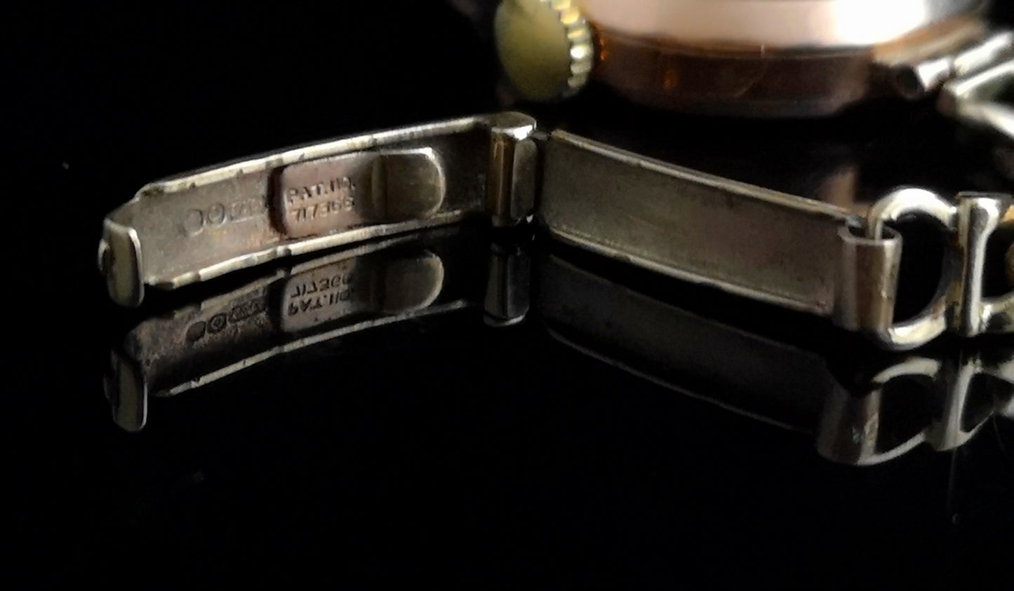 Vintage 9ct gold ladies wristwatch, 1950's, curb bracelet
